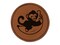 Baby Monkey Hugging Big Banana Round Iron-On Engraved Faux Leather Patch Applique - 2.5"